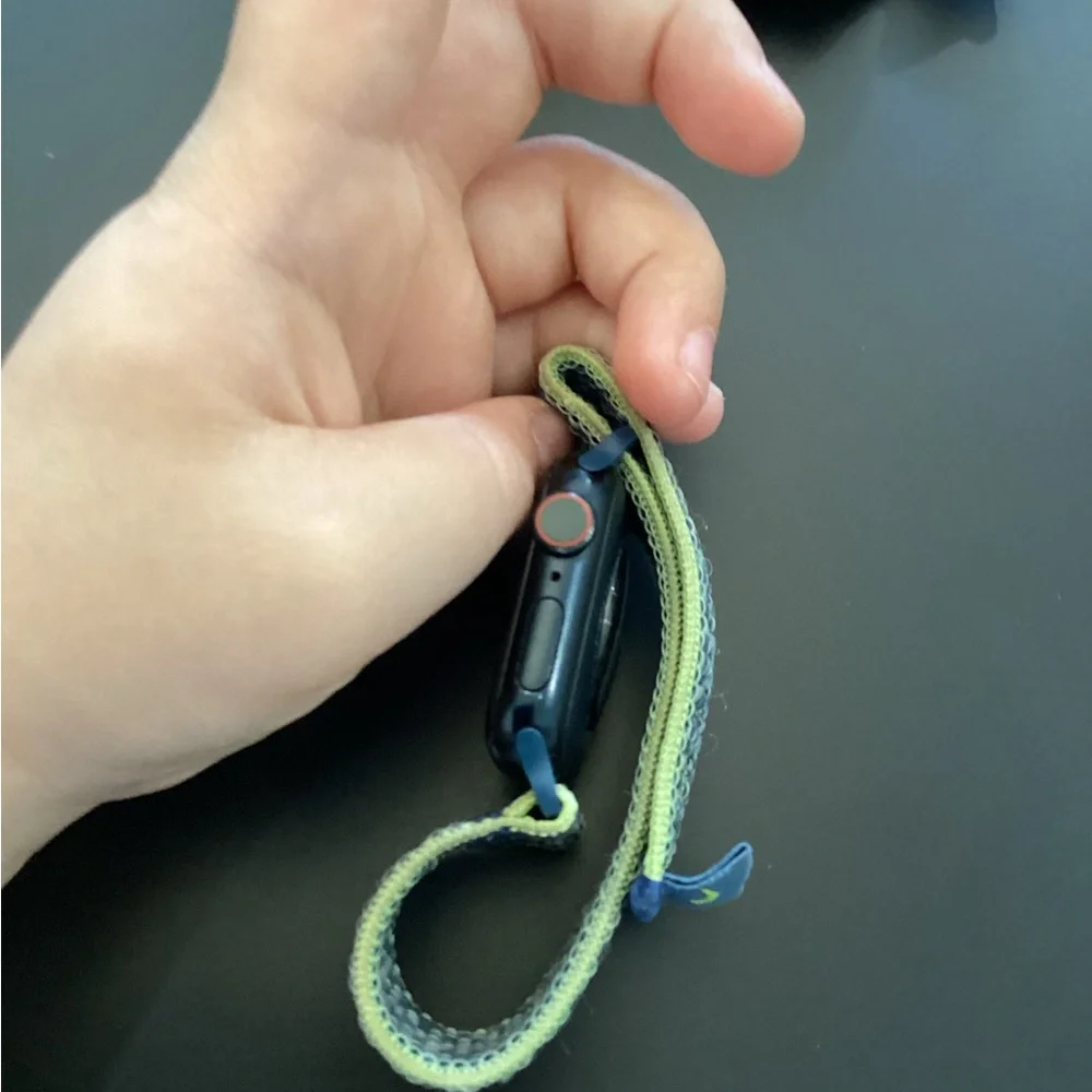 Apple Watch with Pink and Beige Woven Sport Loop Band